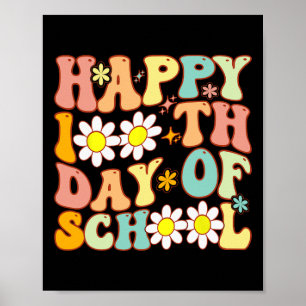 Póster Niños maestros Retro Groovy 100 días felices 100 d