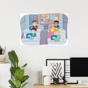 Póster Niños masticando clases de divertidos y aprendiend