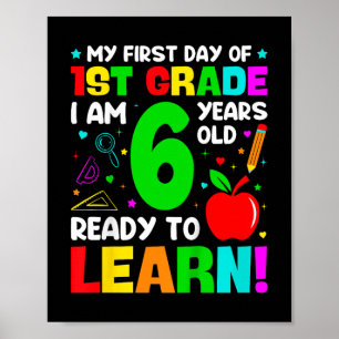 Póster Niños Mi Primer Día De Primer Grado 6 Años