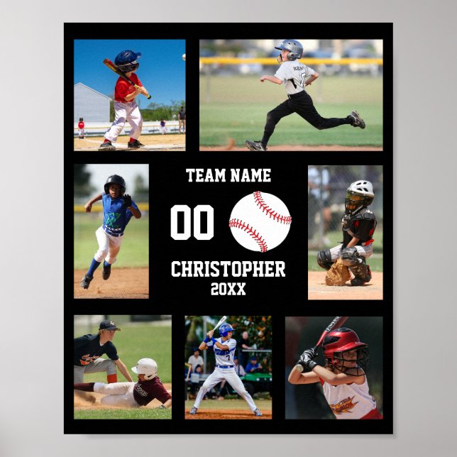 Póster Niños modernos de béisbol collage de fotos (Frente)