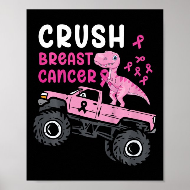 Póster Niños Monstruo Camión Dinosaurio Aw Cáncer de Mama (Frente)