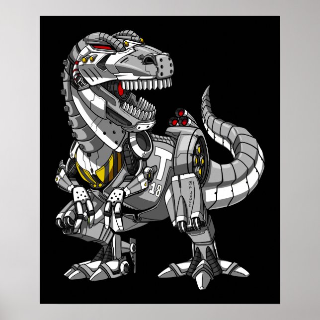 Póster Niños Monstruos de Robot de Dinosaurios T-Rex Niño (Frente)