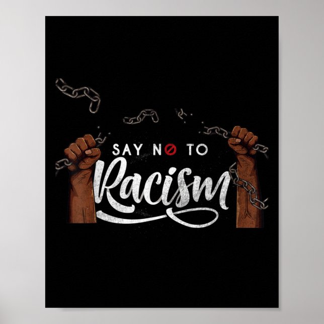 Póster Niños Mujeres Dicen No Al Racismo Cita Gráfico D (Frente)