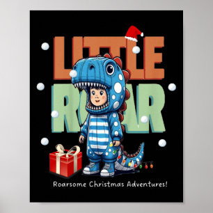 Póster Niños Navidades rugen a los niños dinosaurios rega