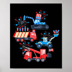Póster Niños Niños 4 De Julio Grulla Camión Vehículo De C