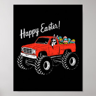 Póster Niños niños felices Camión de Pascua Pascua Huevos