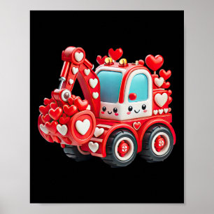 Póster Niños Niños Kawaii Valentine Camión de Construcció