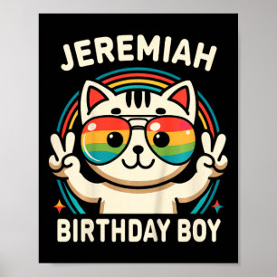 Póster Niños Nombre Jeremiah Cumpleaños Niño Gato