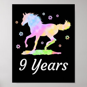 Póster Niños Nueve años Noveno Jugador de Caballo Rainbow