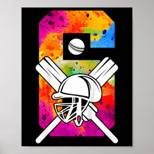 Póster Niños Número 6 Años Cricket 6º Cumpleaños 1 
