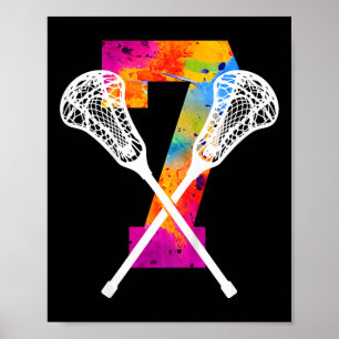 Póster Niños Número 7 Años Lacrosse Séptimo Cumpleaños