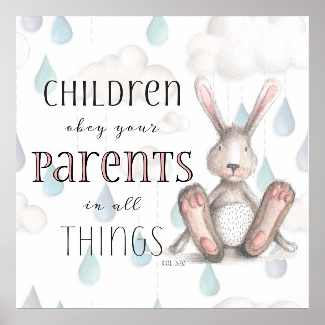 Póster Niños Obedezcan a sus padres - Col 3:20 (Frente)