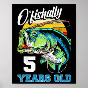 Póster Niños Ofishally 5 años Pescador 5 cumpleaños