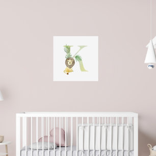 Póster Niños pequeños con LION Animal Monograma K Nursera
