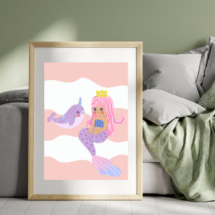 Póster Niños pequeños de crianza rosada