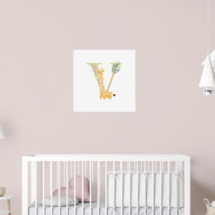 Póster Niños pequeños y comestibles Girafa de animales Mo