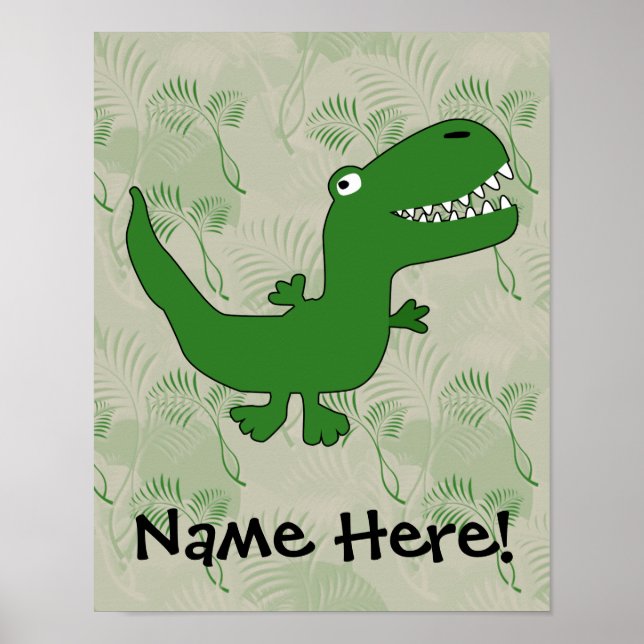 Póster Niños Personalizados de dinosaurios T-Rex Tyrannos (Frente)