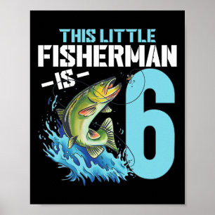 Póster Niños pescando Camisa de Cumpleaños Niño de 6 años