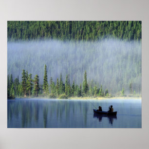 Póster Niños pescando en el lago Waterfowl, Banff Naciona