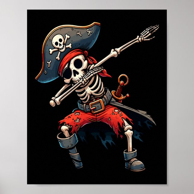 Póster Niños Piratas Esqueleto Dabbing (Frente)