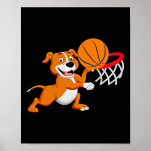 Póster Niños Pitbull Perro Jugando Bysketbyll Perro Depor