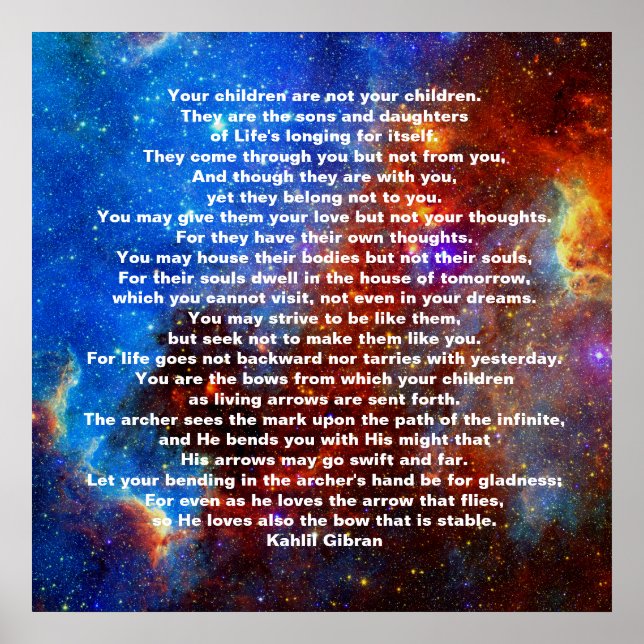 Póster Niños por Kahlil Gibran (Frente)