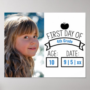 Póster Niños Primer día de escuela Imagen con edad/fecha