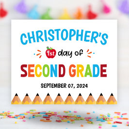 Póster Niños Primer Día De La Escuela Segundo Grado