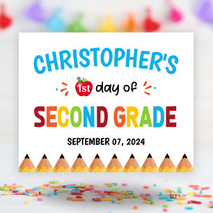 Póster Niños Primer Día De La Escuela Segundo Grado