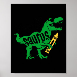 Póster Niños primer día de pre K Saurus Trex Chicas niños