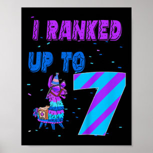 Póster Niños que ascendí a 7 Videojuego Cumpleaños 7 Llam