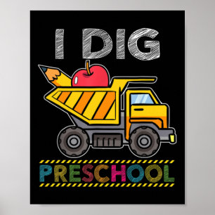 Póster Niños que Excavan Preescolar Camión Escuela Maestr
