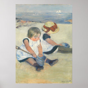 Póster Niños que juegan en la playa, 1884