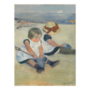 Póster Niños que juegan en la playa, 1884
