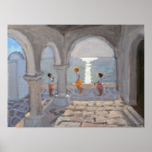 Póster Niños que saltan las islas griegas 2008