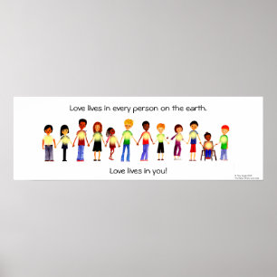 Póster Niños que sostienen el poster de las manos