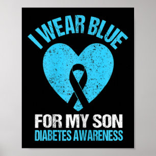 Póster Niños Que Uso Azul Por Mi Hijo Diabetes Sensibiliz