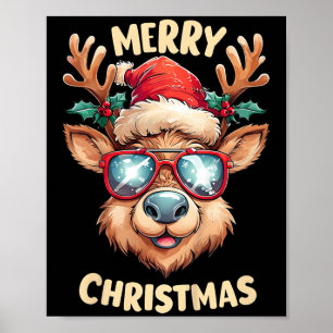 Póster Niños renos Feliz Navidad Papá Noel Noel