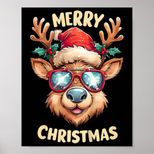 Póster Niños renos Feliz Navidad Papá Noel Noel