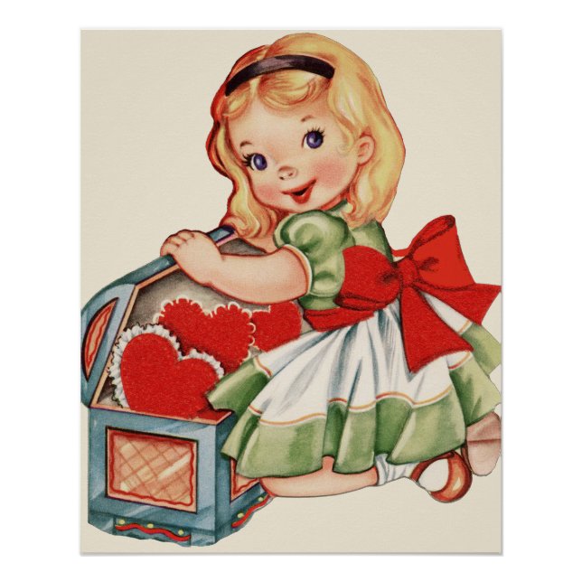 Póster Niños retro-niños Chicas del corazón (Anverso)