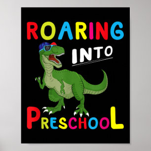 Póster Niños - Roarando en preescolar - Dinosaurio T-rex