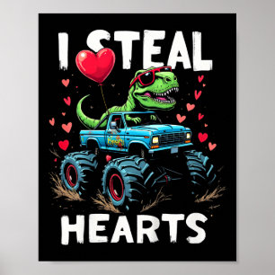 Póster Niños Roban Corazones Niños Graciosos Regalos Trex