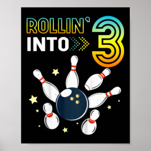 Póster Niños rodando en el amor por la bolera de cumpleañ