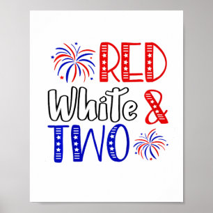 Póster Niños Rojos Blancos Y Dos Cumpleaños 4 De Julio En