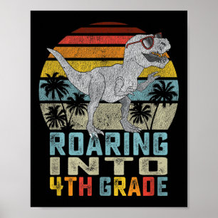 Póster Niños Rugiendo en 4to Grado Dinosaurio T Rex De Re