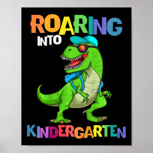 Póster Niños rugiendo en el jardín de infancia Dinosaur T
