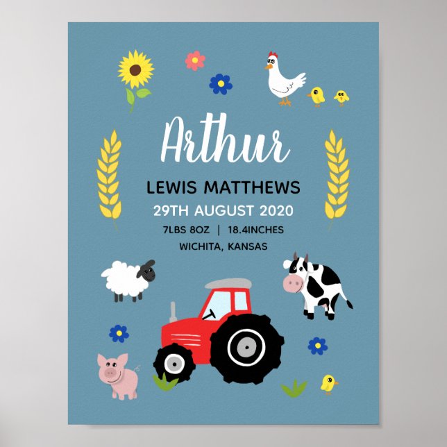 Póster Niños Rústico Cura Granja Estaciones de Nacimiento (Frente)