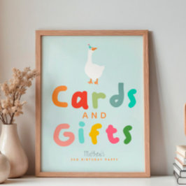 Póster Niños Silly Goose Segundo Rótulo de tarjetas de cu