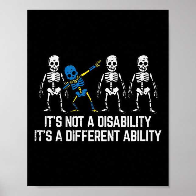 Póster Niños Síndrome de Down Conciencia Skeleton Dab Not (Frente)