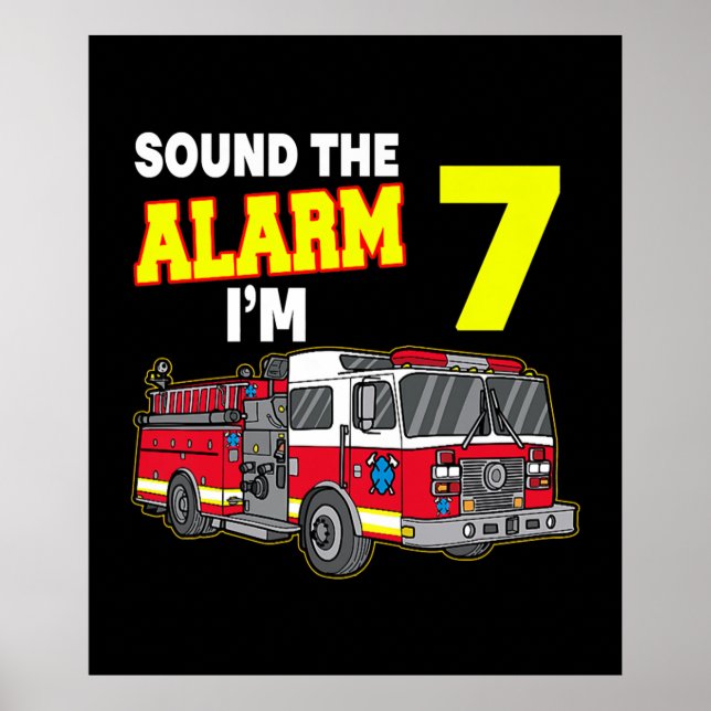 Póster Niños Sonan Alarma Im 7 Niños Bomberos Camiones (Frente)